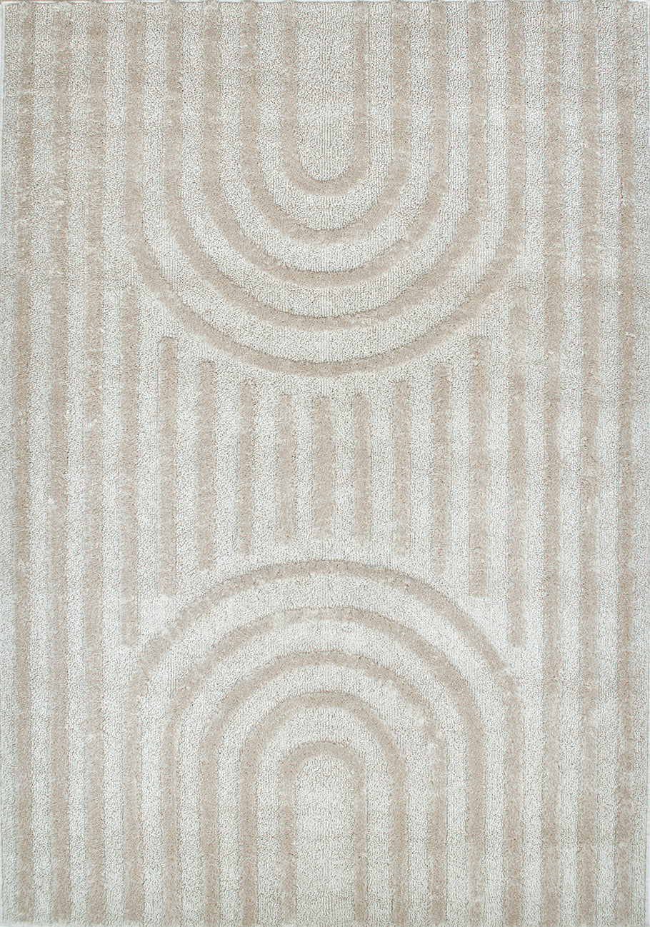 NAZAR - Tapis motif géométrique beige - 160x230 - Tapis - Rue du