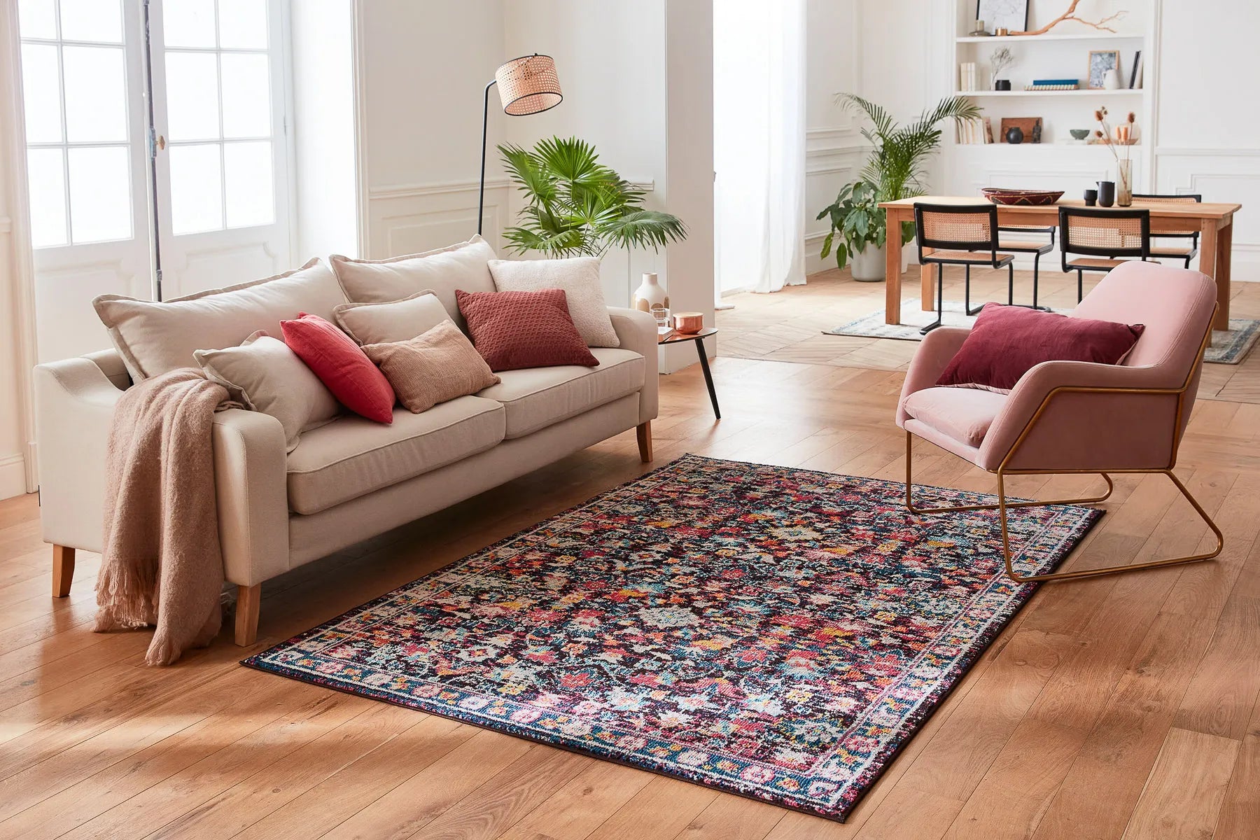 Tapis vintage à motifs bleu : ANA771BLE - Nazar rugs