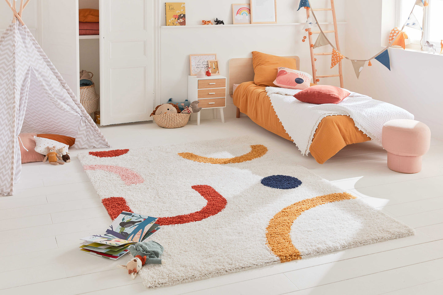 Tapis enfant multicolore  à motif ludique : AQU109MUL AQUARELLE