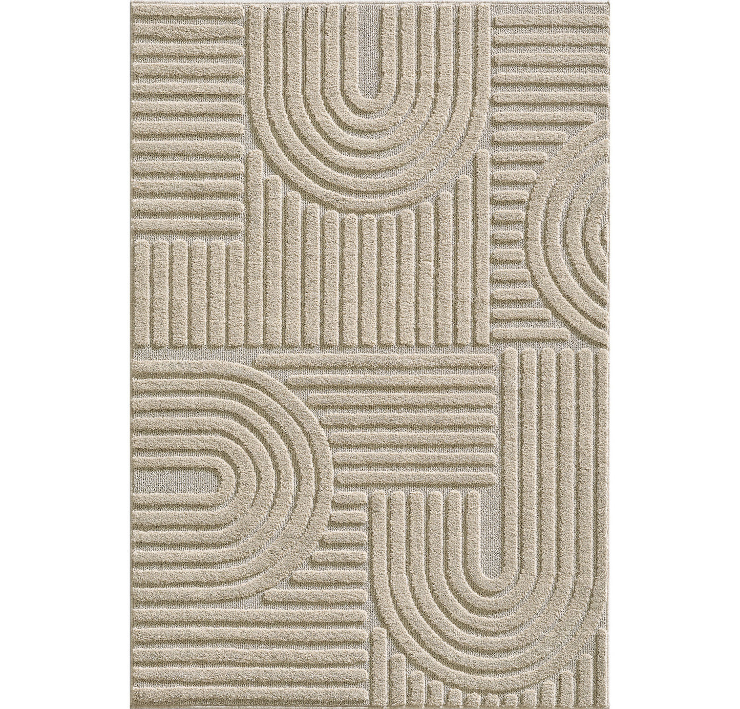 ART - tapis rectangulaire design en relief : ART1121BEI ART