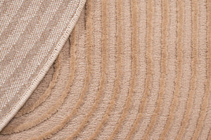 Tapis rond géométrique beige avec longs poils en relief : BIA159BEI BIANCA