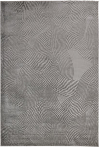 Tapis poils ras motif abstrait en relief gris : BLO1034GRI BLOOM