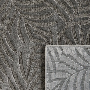 Tapis poils ras motif feuille en relief gris : BLO1035GRI BLOOM