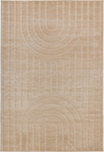 Tapis poils ras motif arc de cercle en relief beige : BLO1037BEI BLOOM