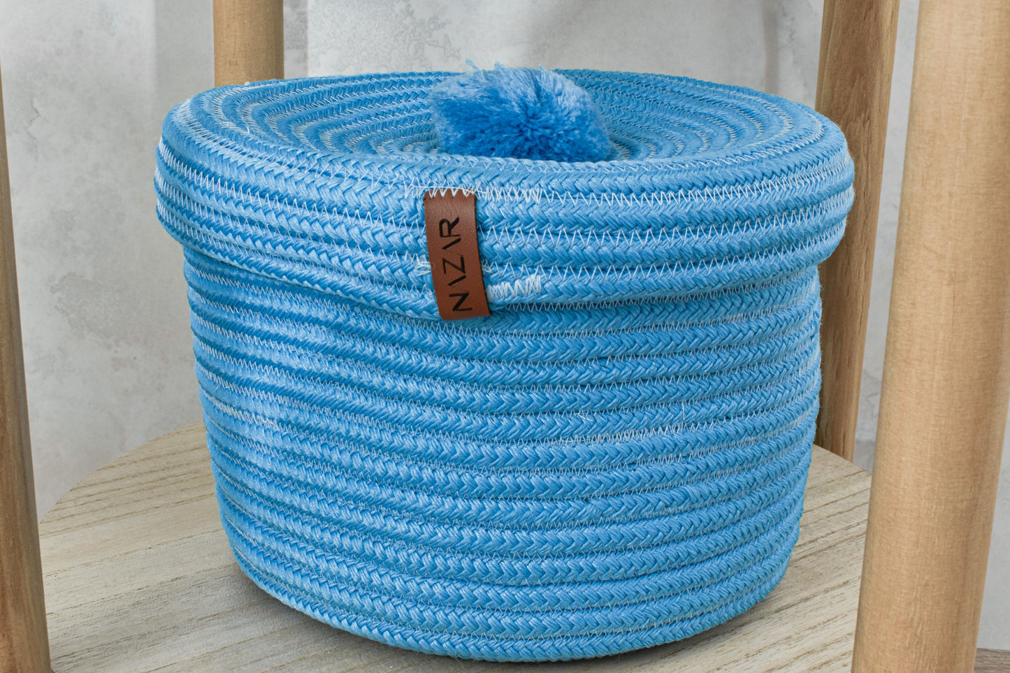 Paniers de rangement enfant en aspect jute fait main bleu : CAL4304BLE - Nazar rugs