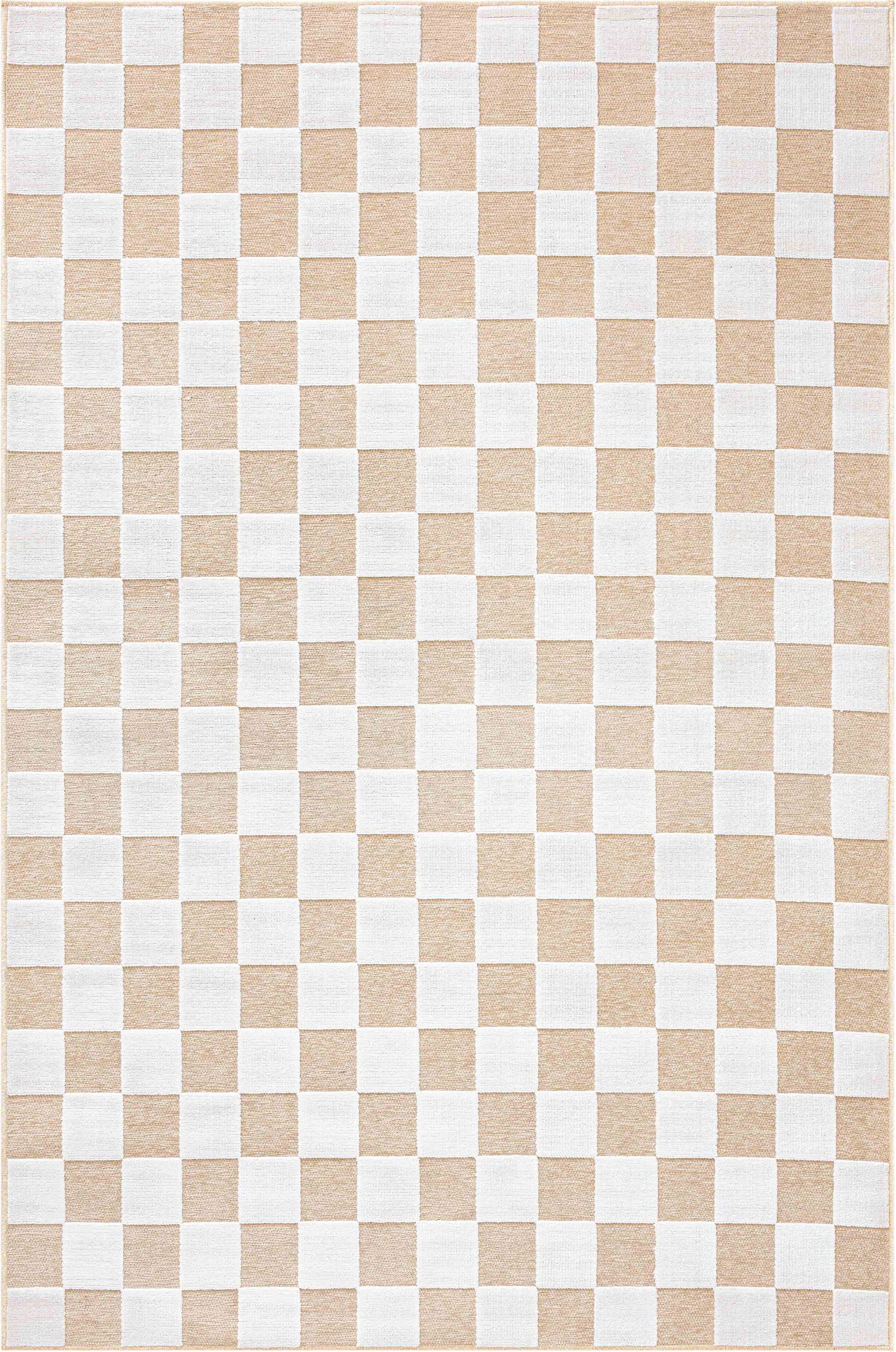 Tapis rectangulaire en motif damier gris et blanc indoor/outdoor - GARDEN Garden