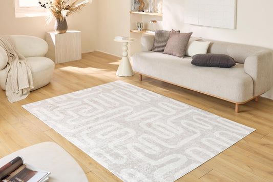 Tapis motif géométrique : GRE753BEI GREGE