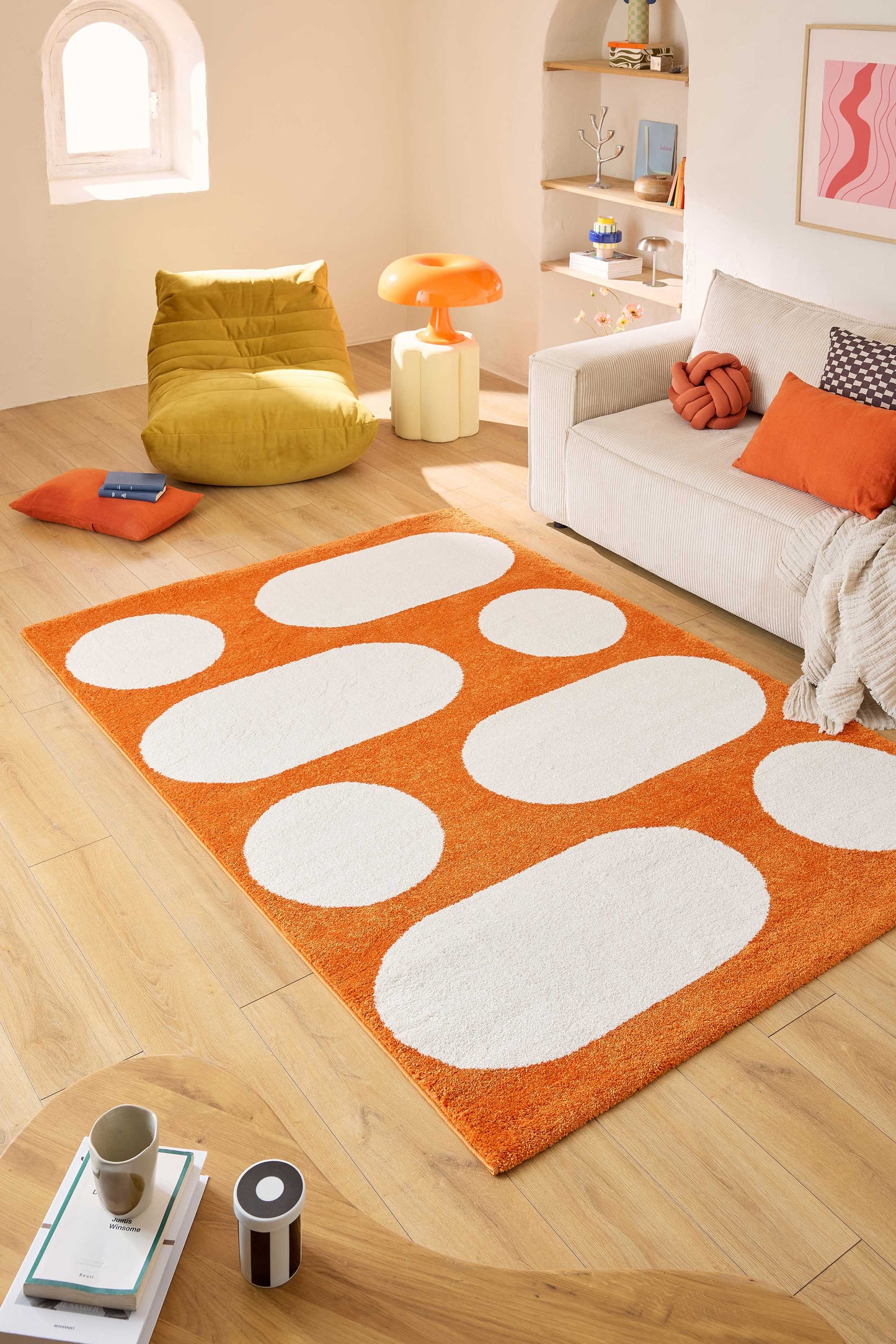 Tapis retro style année 70 orange GROOVY