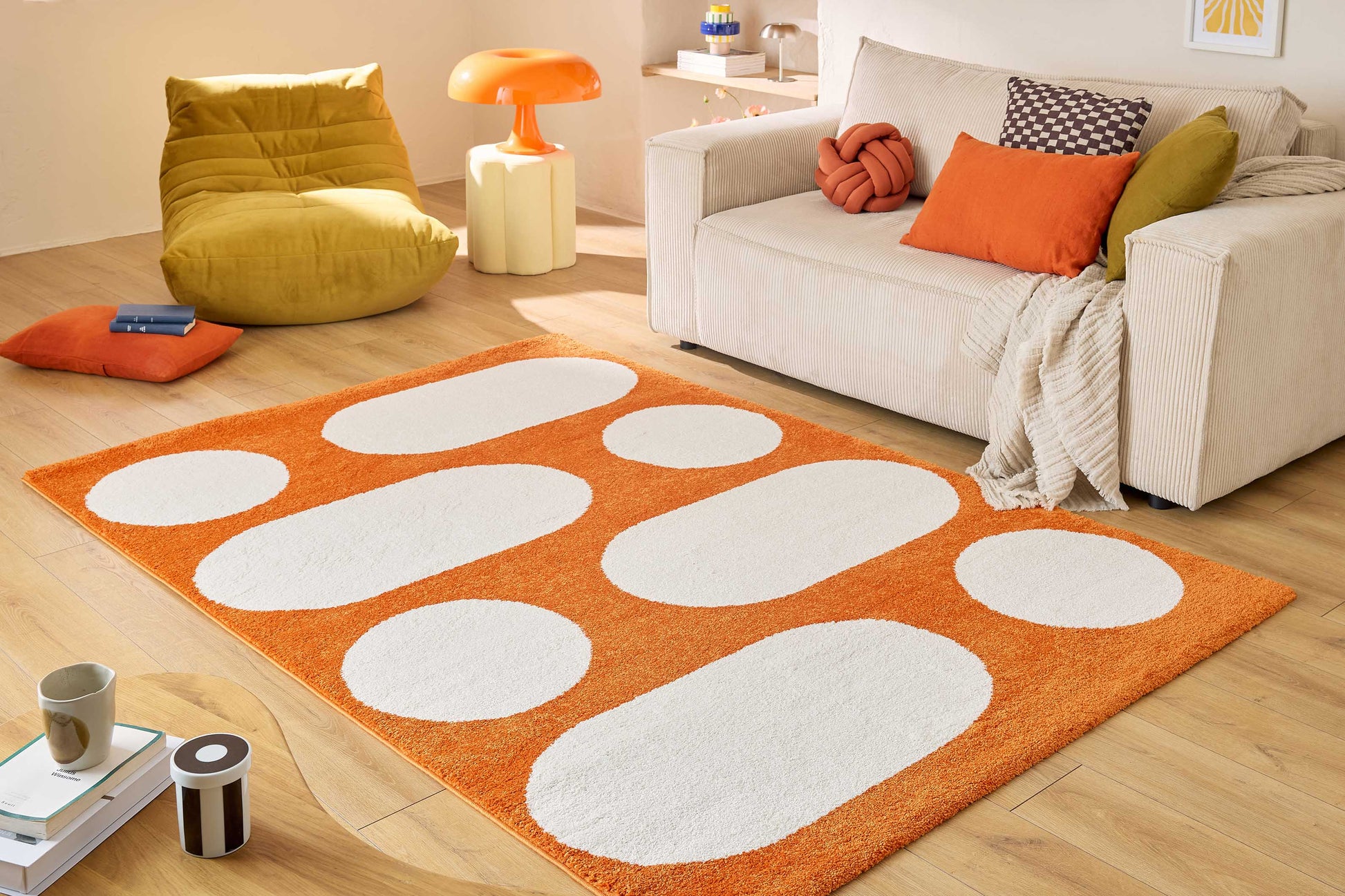 Tapis retro style année 70 orange GROOVY