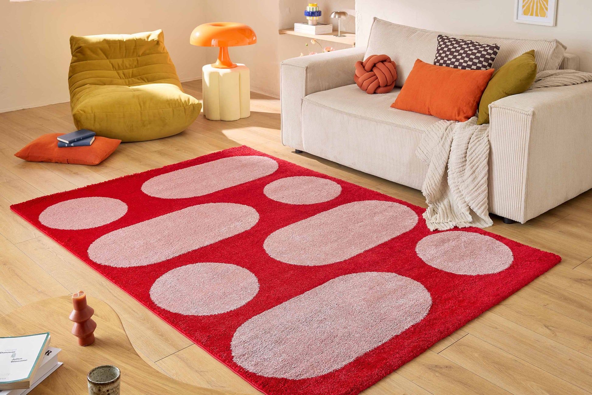 Tapis retro style année 70 - rouge - Groovy GROOVY