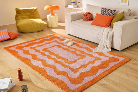 Tapis vintage style année 70 - orange- Groovy GROOVY