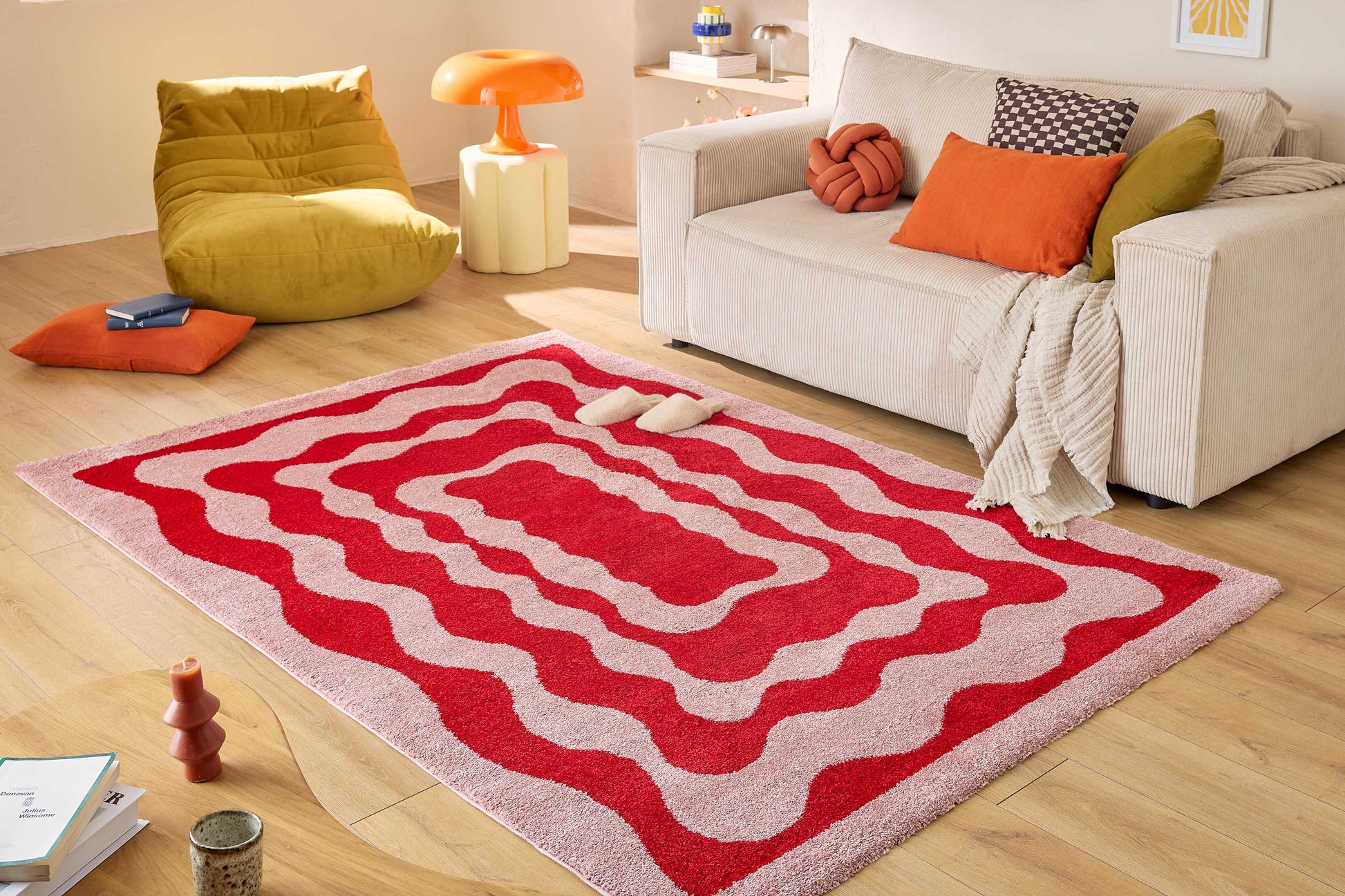 Tapis vintage style année 70 - Rouge - Groovy GROOVY