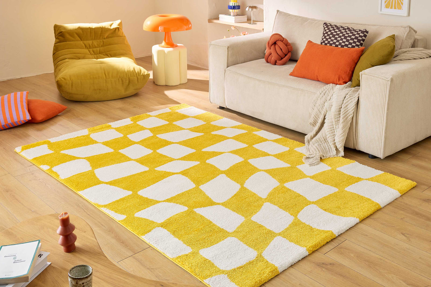 Tapis vintage année 70 - Jaune- Groovy GROOVY