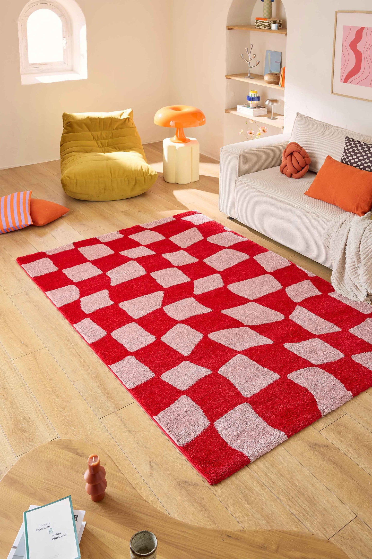 Tapis vintage année 70 - Rouge- Groovy GROOVY