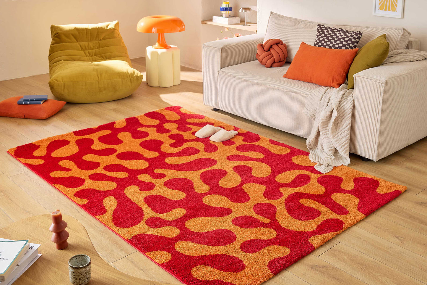 Tapis salon vintage - Rouge - Groovy GROOVY