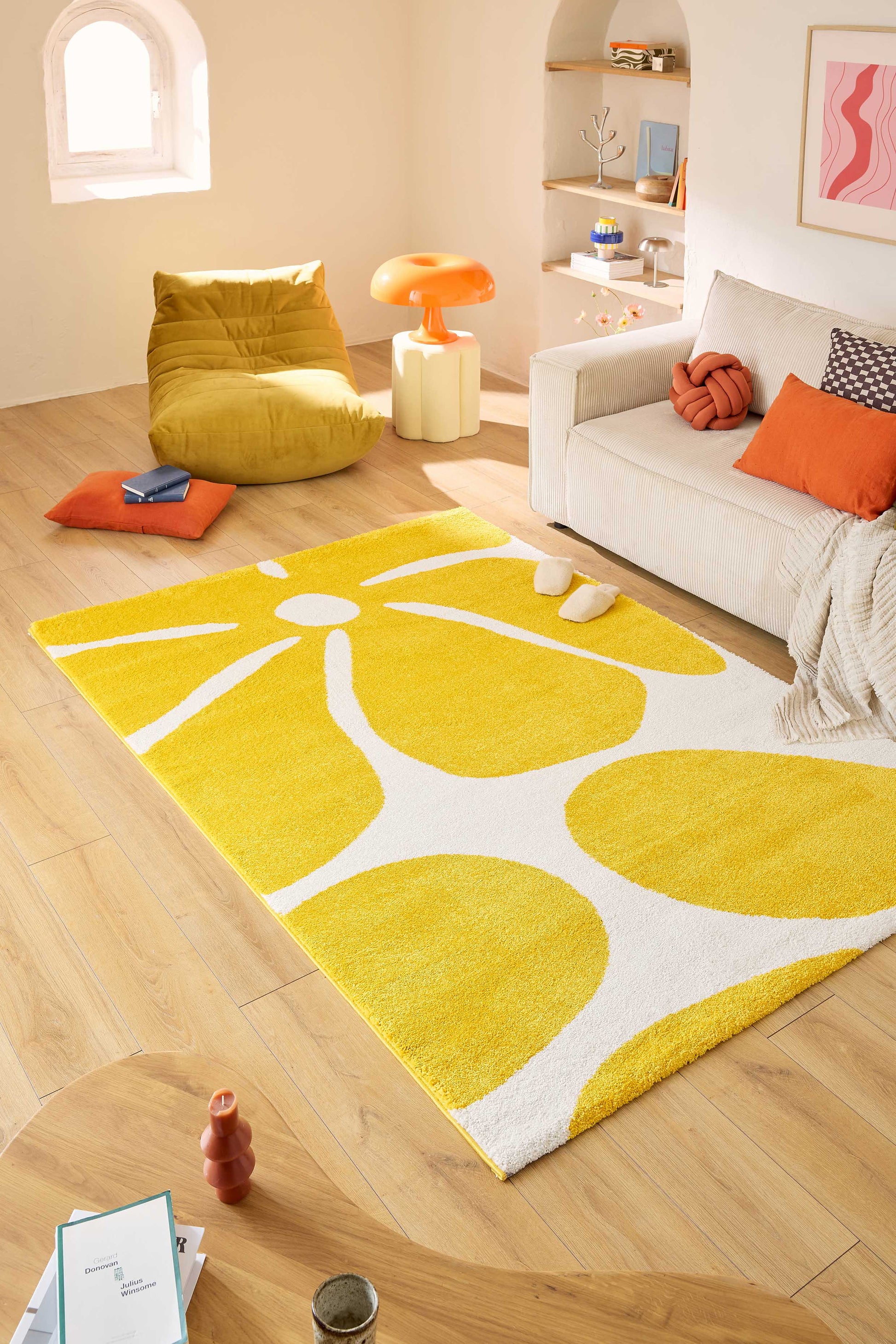 Tapis salon vintage année 70 - Jaune- Groovy GROOVY