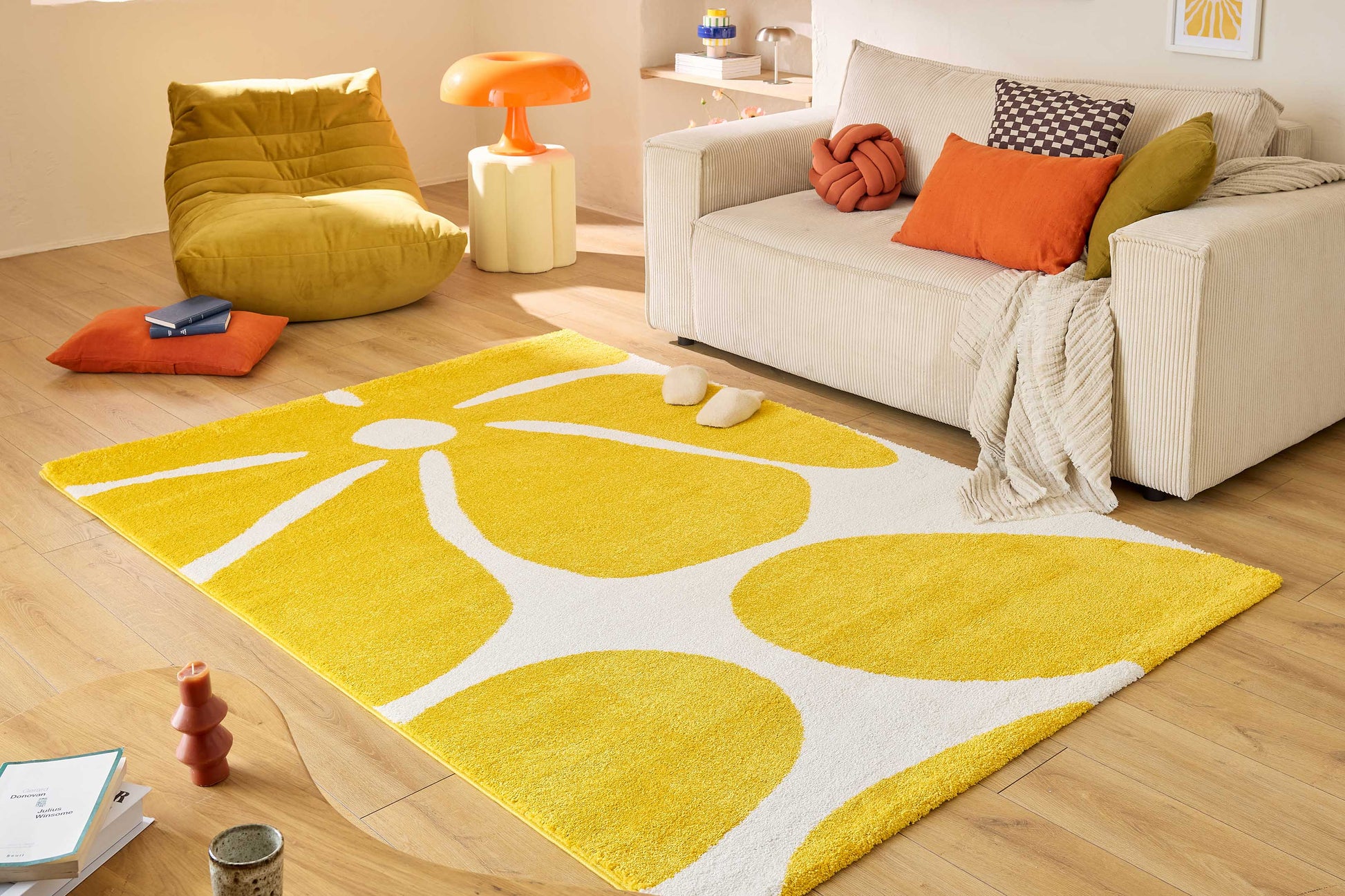 Tapis salon vintage année 70 - Jaune- Groovy GROOVY