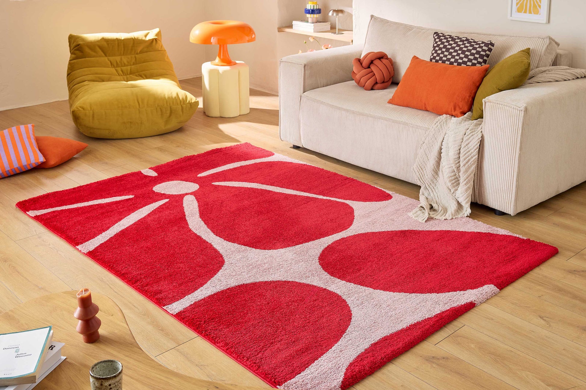 Tapis salon vintage année 70 - Rouge - Groovy GROOVY