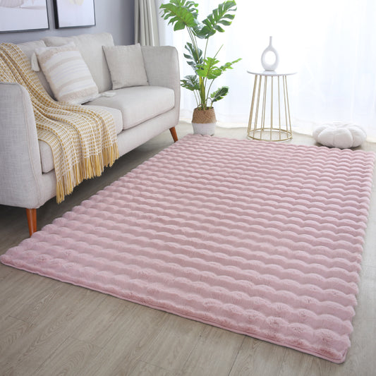 LAPONIE - Tapis uni doux à poils longs effet vague - LAP5110ROS