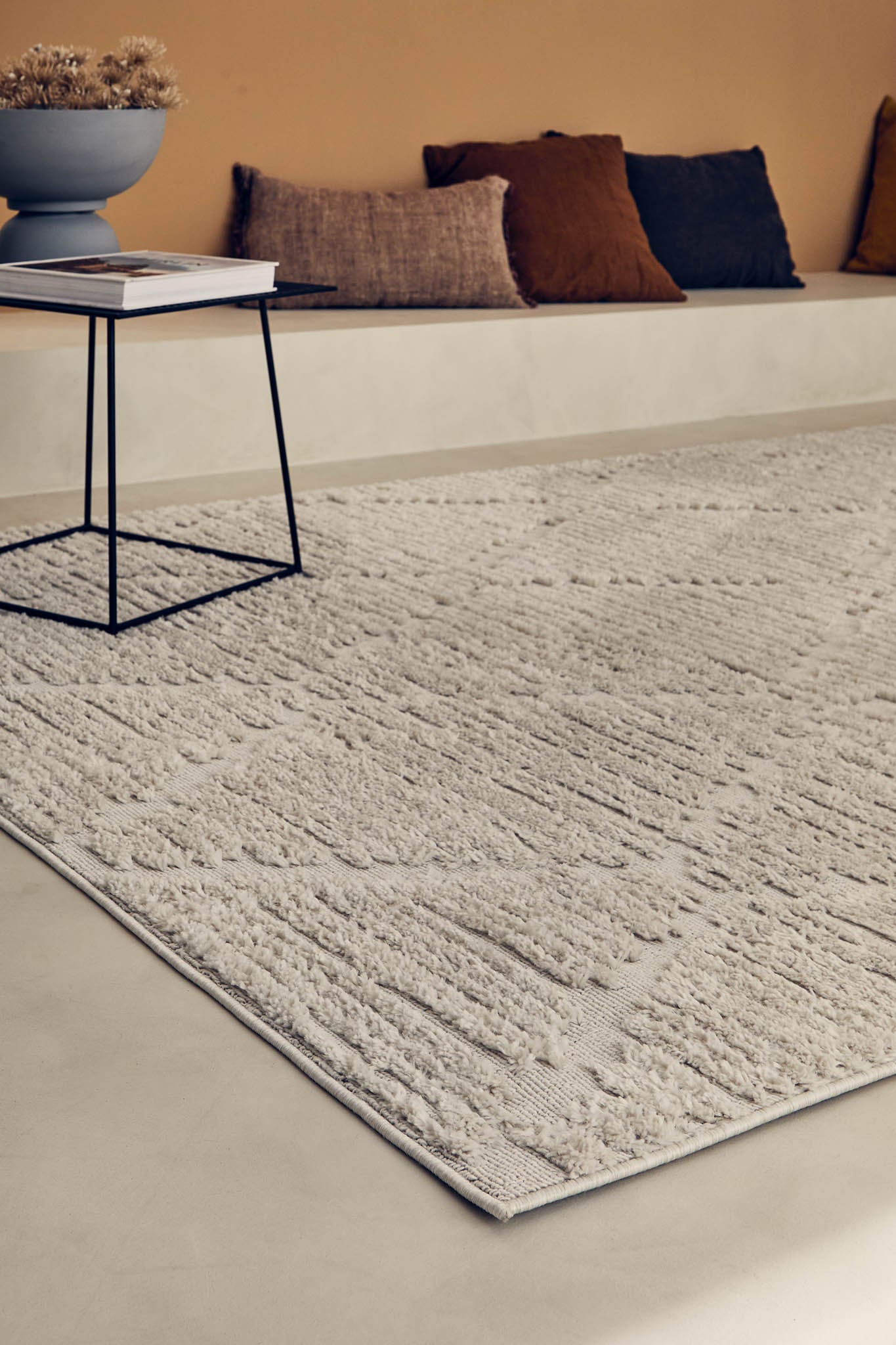 Tapis intérieur à reliefs crèmes : NAL652CRE NALA