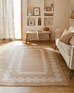 Tapis effet toile de jute à motif blanc – Nazar rugs
