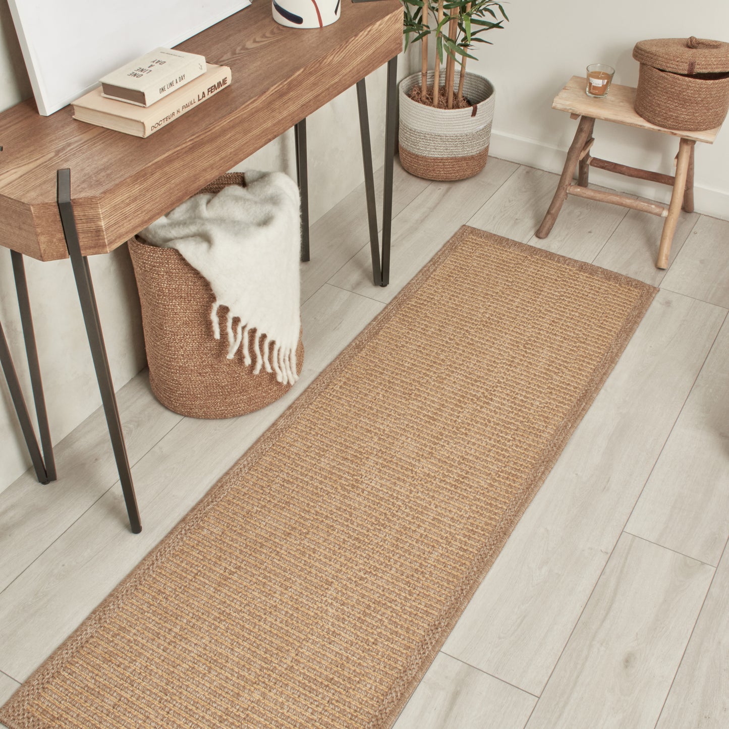 Tapis effet toile de jute : NAT8878JAU NATURE