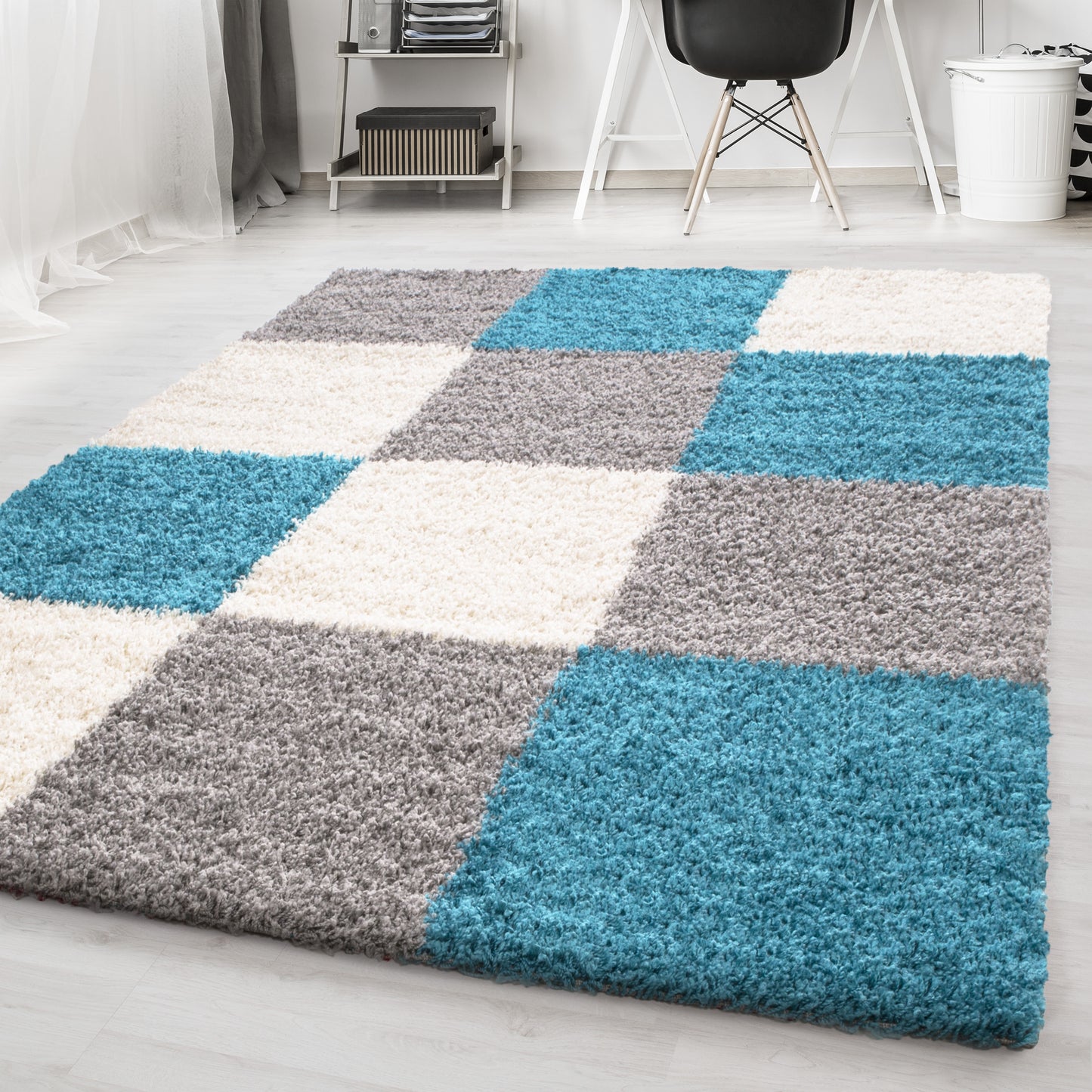 ODDA - Tapis Shaggy à motif Damier - ODD1501TUR