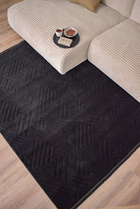 Tapis de salon à reliefs noir : OPP1010NOI Nazar rugs