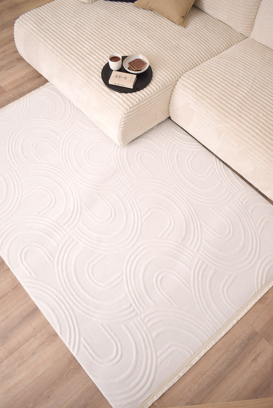 Tapis de salon à reliefs blanc : OPP1017BLA Nazar rugs