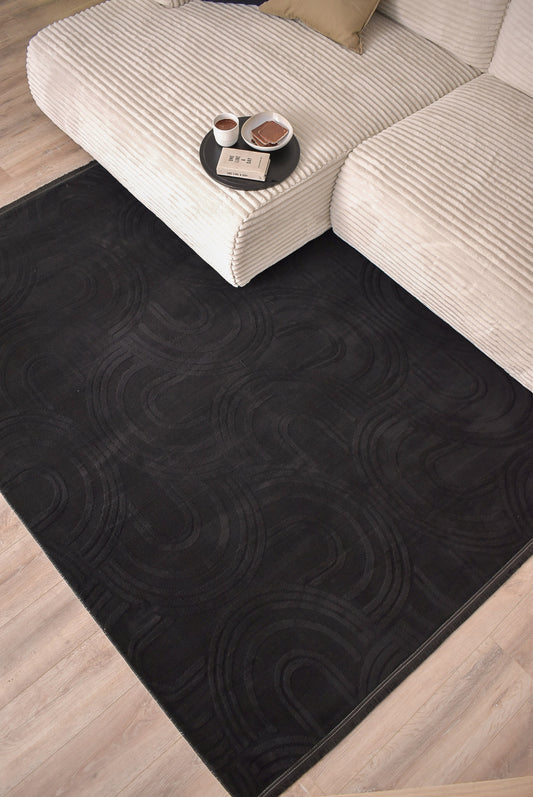 Tapis de salon à reliefs noir : OPP1017NOI Nazar rugs