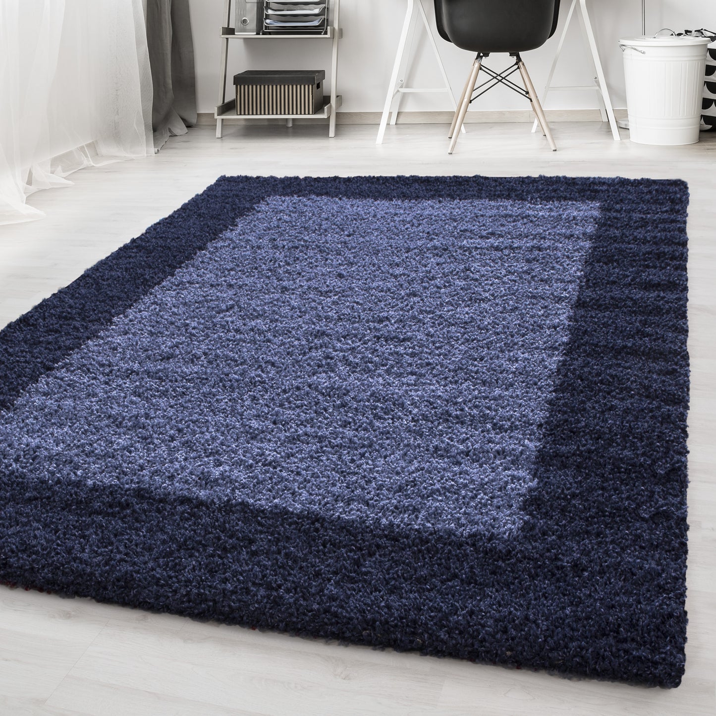 OTTA - Tapis Shaggy à motif Cadre - OTT1503NAV