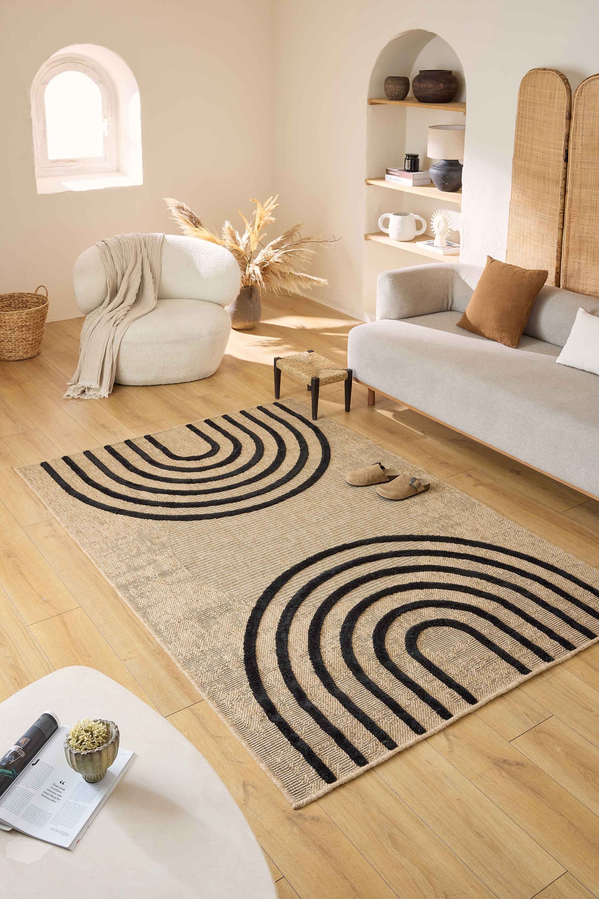 Tapis aspect jute - Palma - Motif arc-de-cercle PALMA