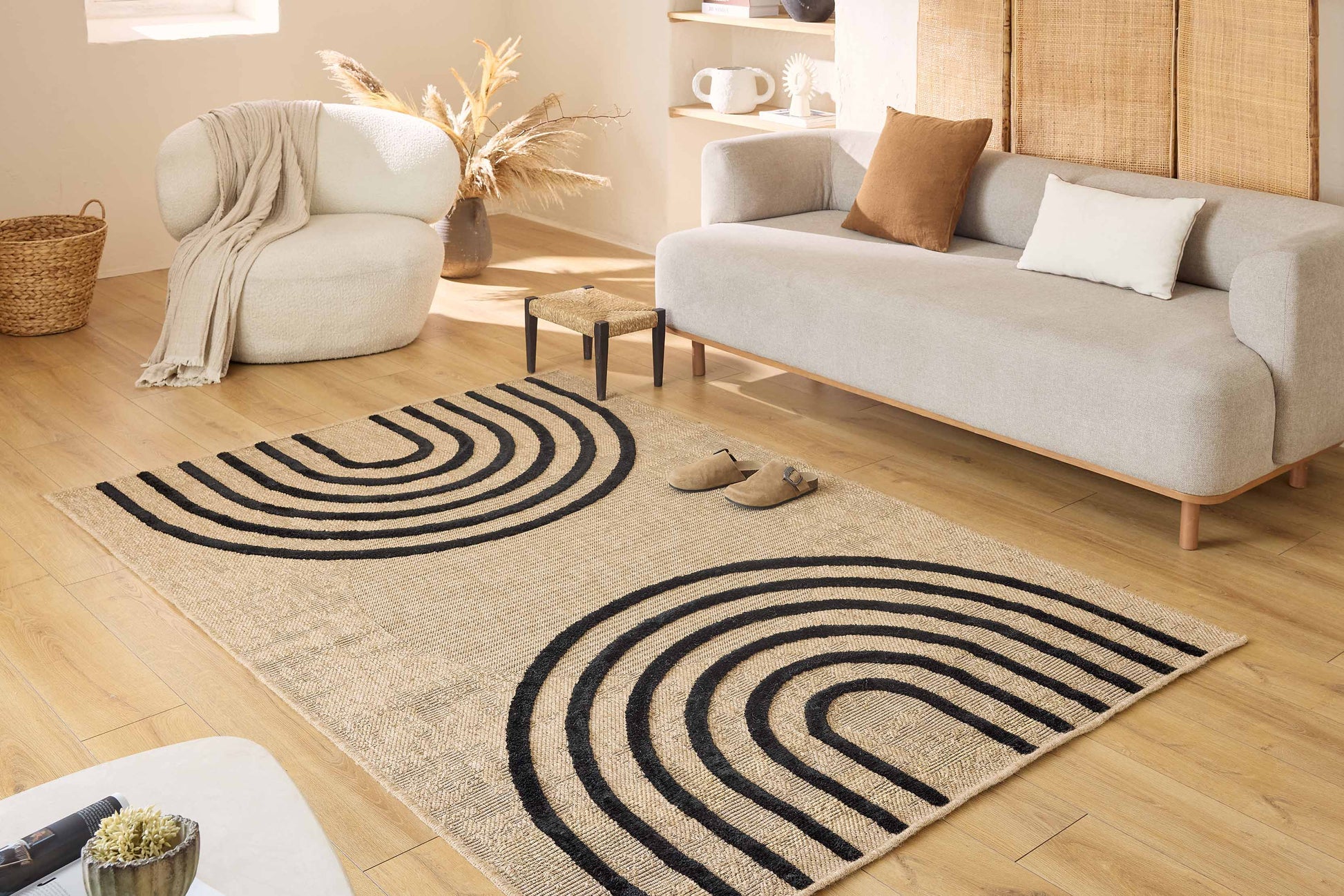 Tapis aspect jute - Palma - Motif arc-de-cercle PALMA