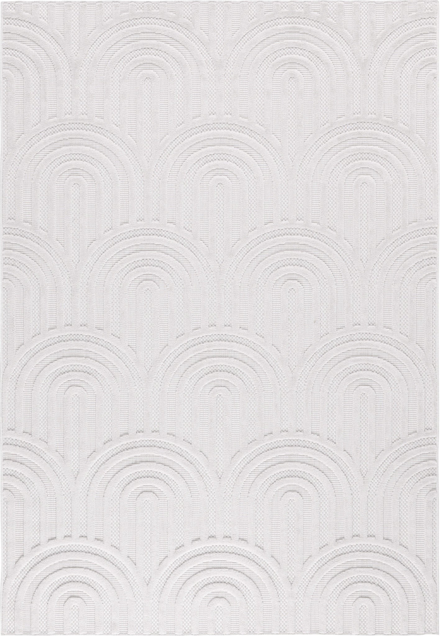 Tapis d'intérieur et extérieur motif arc de cercle Blanc : SAN985BLA Nazar rugs