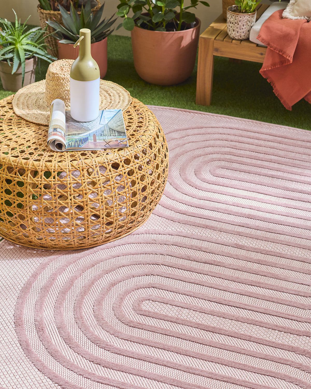 Tapis intérieur et extérieur motifs de vagues SANTORINI Rose : SAN987ROS Nazar rugs