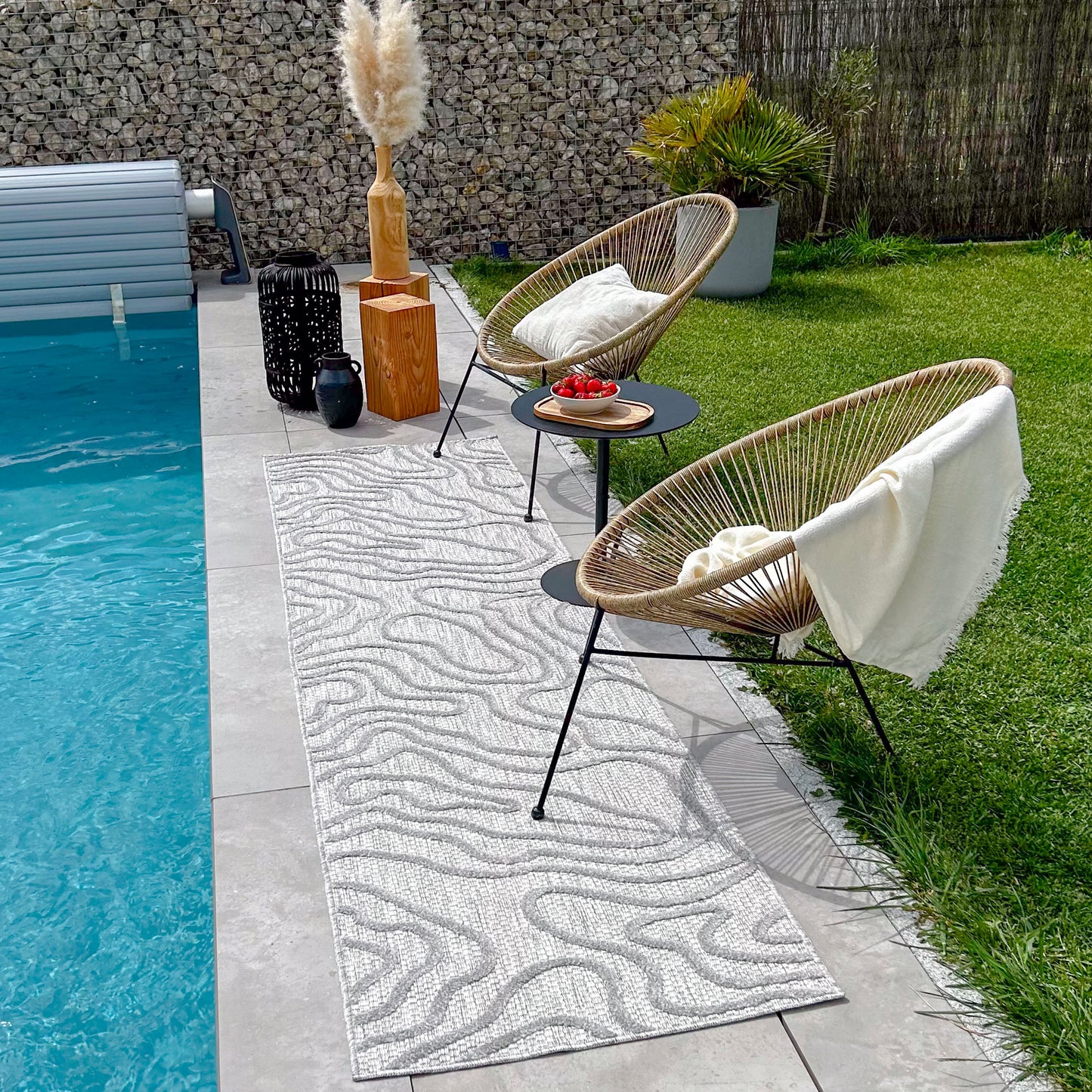 Tapis d'intérieur et extérieur au motif abstrait Santorini Gris : SAN988GRI Nazar rugs