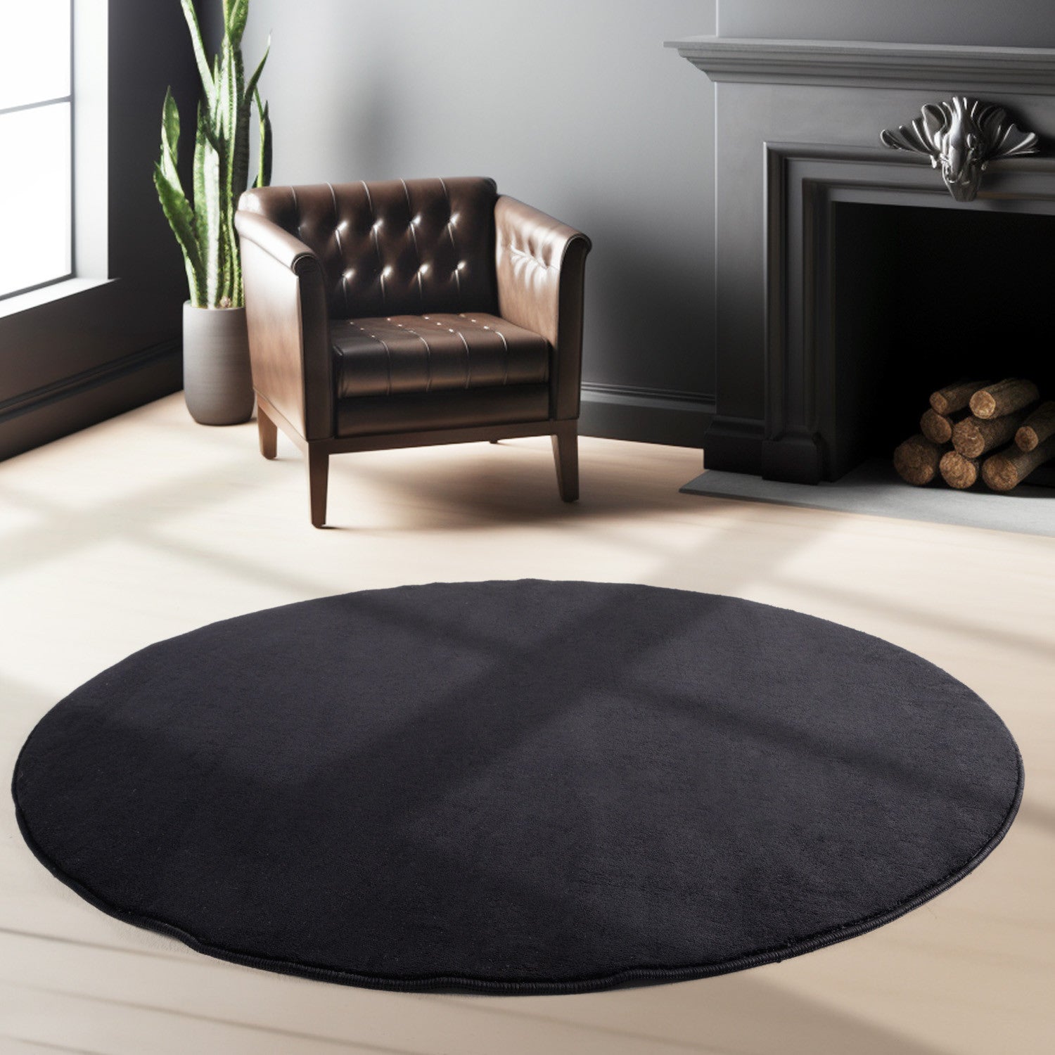 SKY - tapis rond uni minimaliste - SKY5400NOI SKY