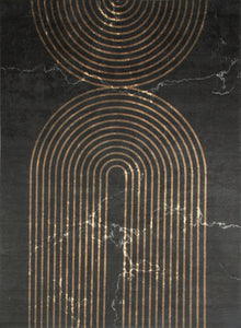 Tapis de salon motif arc doré lavable en machine : STA2815DOR STAMPA