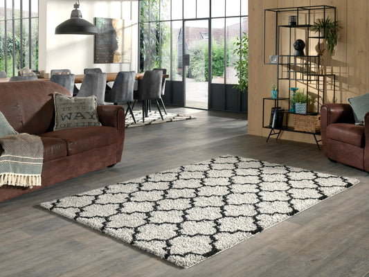 Tapis berbère à poils longs anthracite et noir Nazar rugs