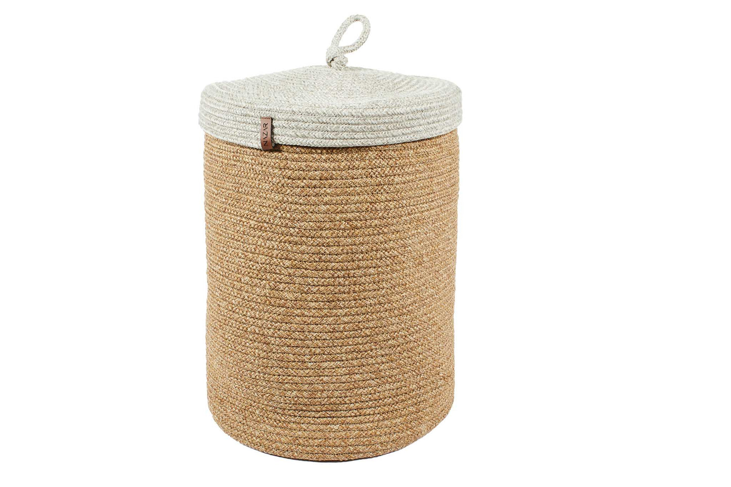 Paniers de rangement bicolores aspect jute fait main gris et beige : CAL4301GRI - Nazar rugs