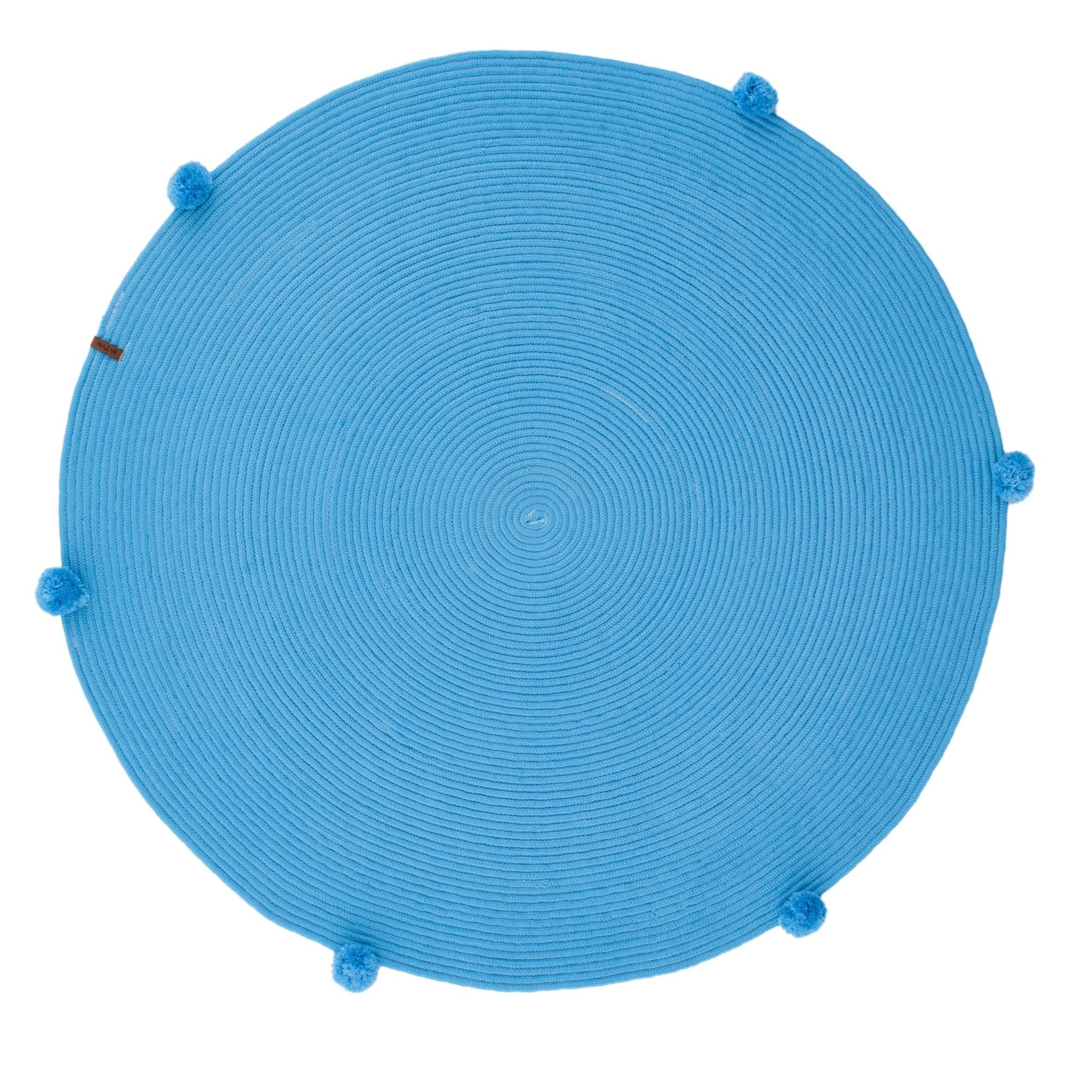 Tapis enfant rond aspect jute fait main bleu : CAL4304BLE - Nazar rugs