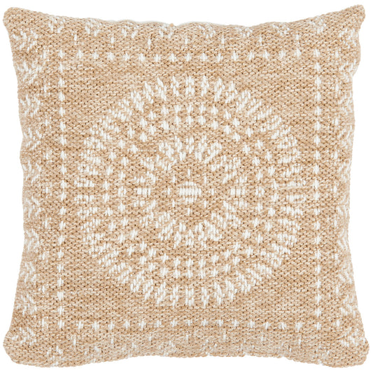 Housse de coussin motifs oriental blanc effet jute naturel Nazar rugs