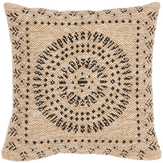 Housse de coussin motifs oriental noir effet jute naturel Nazar rugs