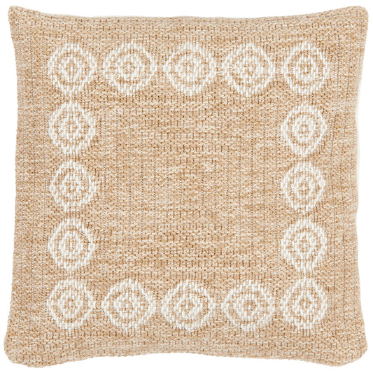 Housse de coussin motifs ronds blanc effet jute naturel Nazar rugs