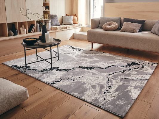 Tapis Istanbul aux motif marbrés abstrait noir : IST536NOI - Nazar rugs