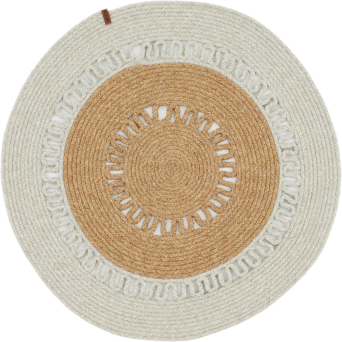 Tapis rond aspect toile de jute : LIM4503GRI - Nazar rugs