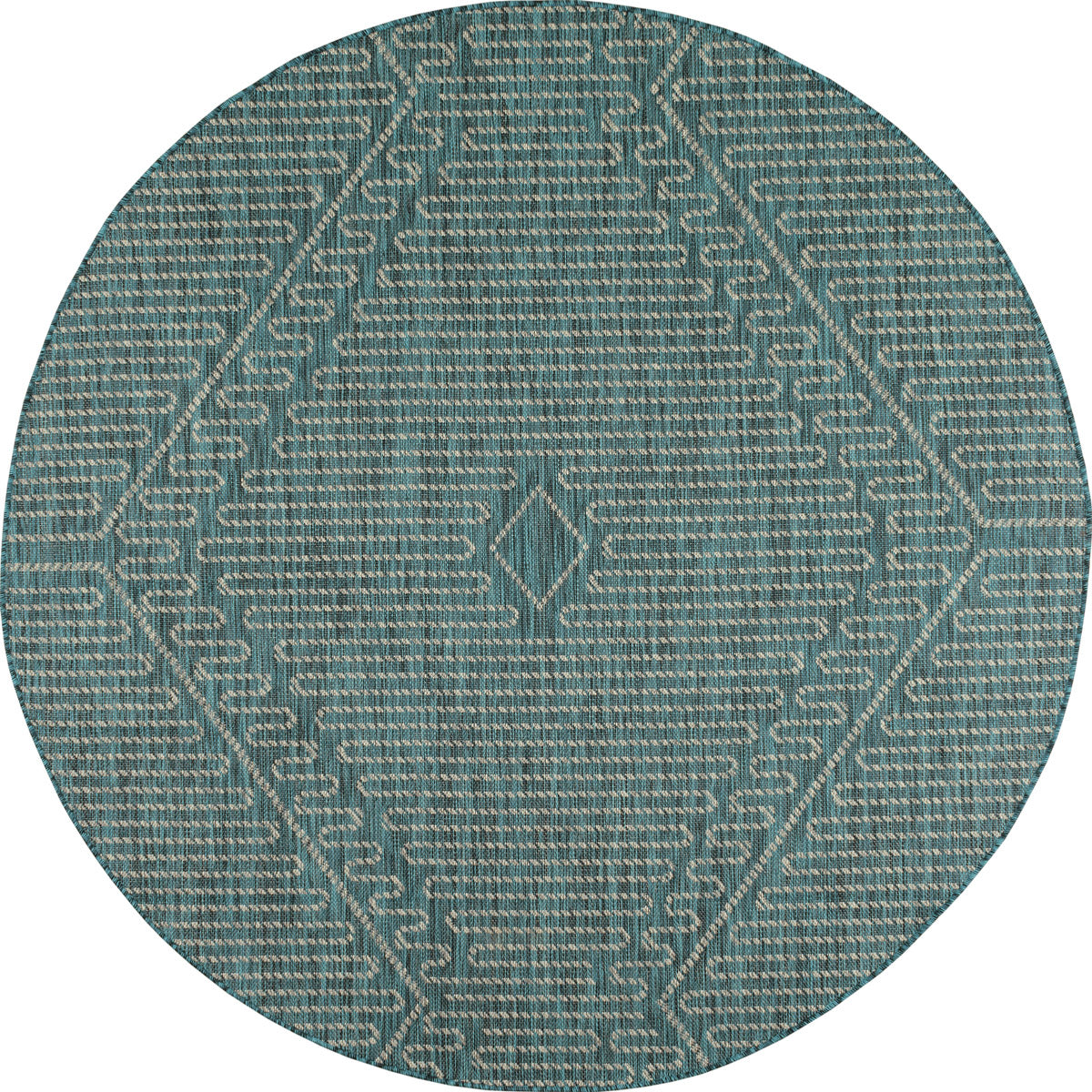 ​Tapis motifs géométriques turquoises rond : SAM1752TUR - Nazar rugs 