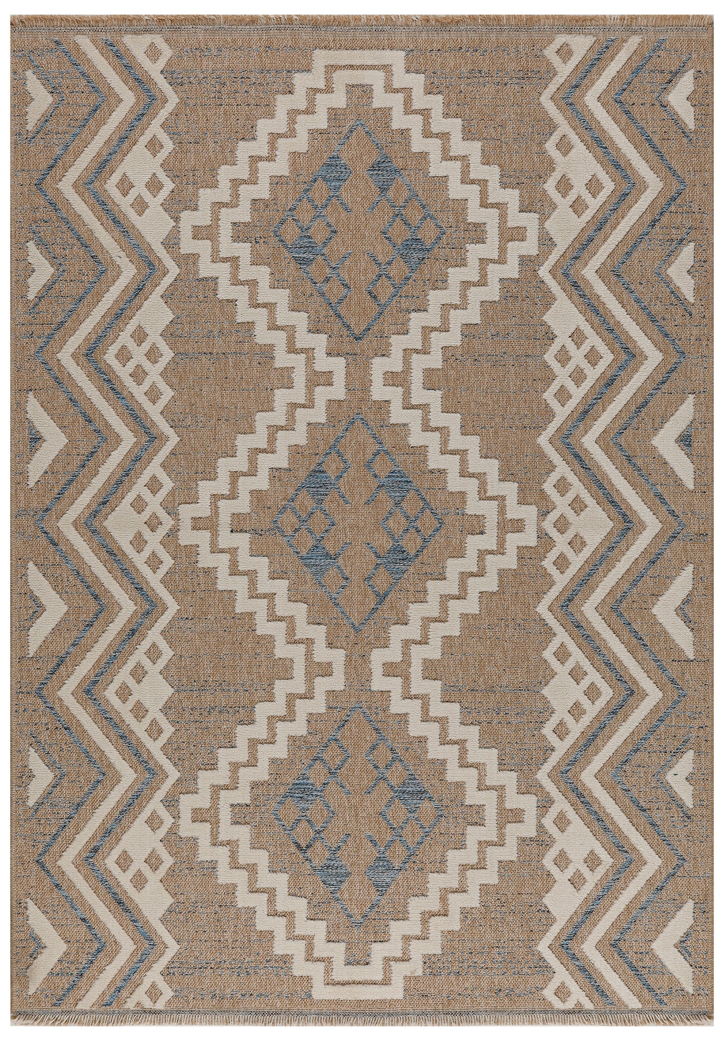 TULUM - tapis de salon - intérieur et extérieur bleu - aspect jute  motifs  aztèques  : TUL9054BLE - Nazar rugs