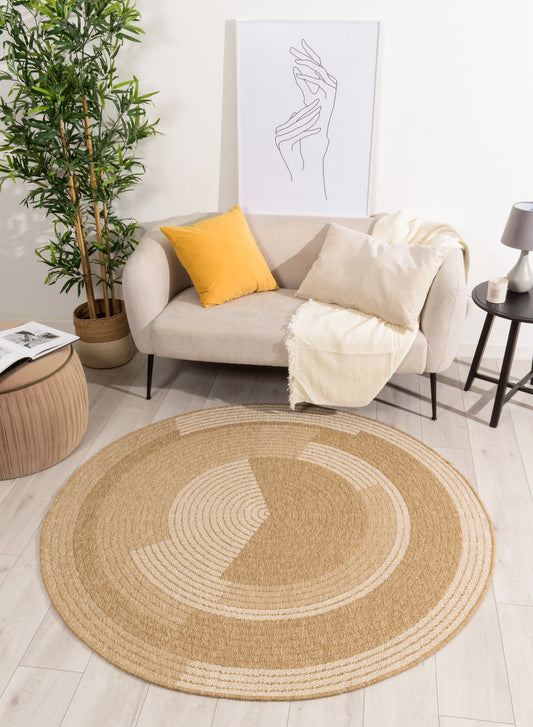 Tapis Géométrique aspect Jute Rond Blanc Nazar rugs