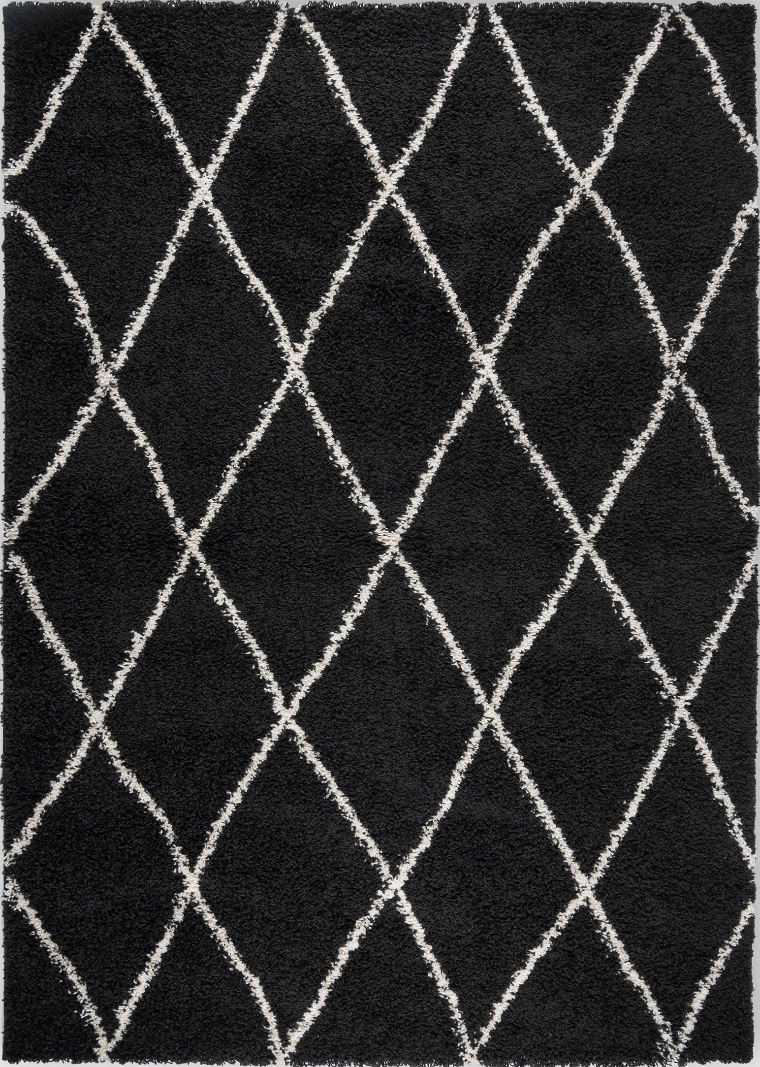 Tapis berbère en laine artificielle noir et crème Nazar rugs